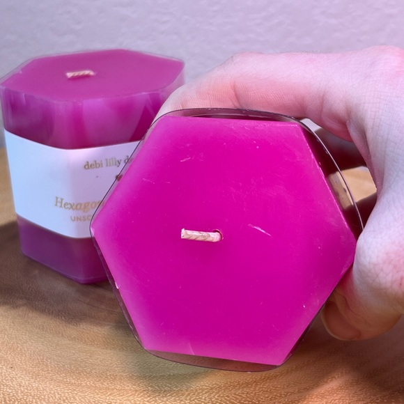 Debi Lilly Pink Hexagon Pillar Candle 2ct - Picture 2 of 4